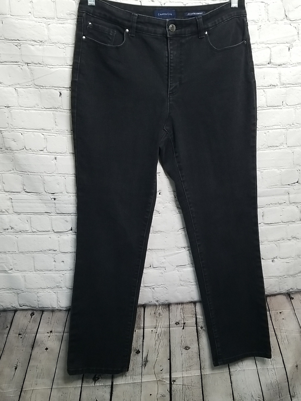 Charter Club women's Black Denim jeans size 10short Lexington Straight EUC